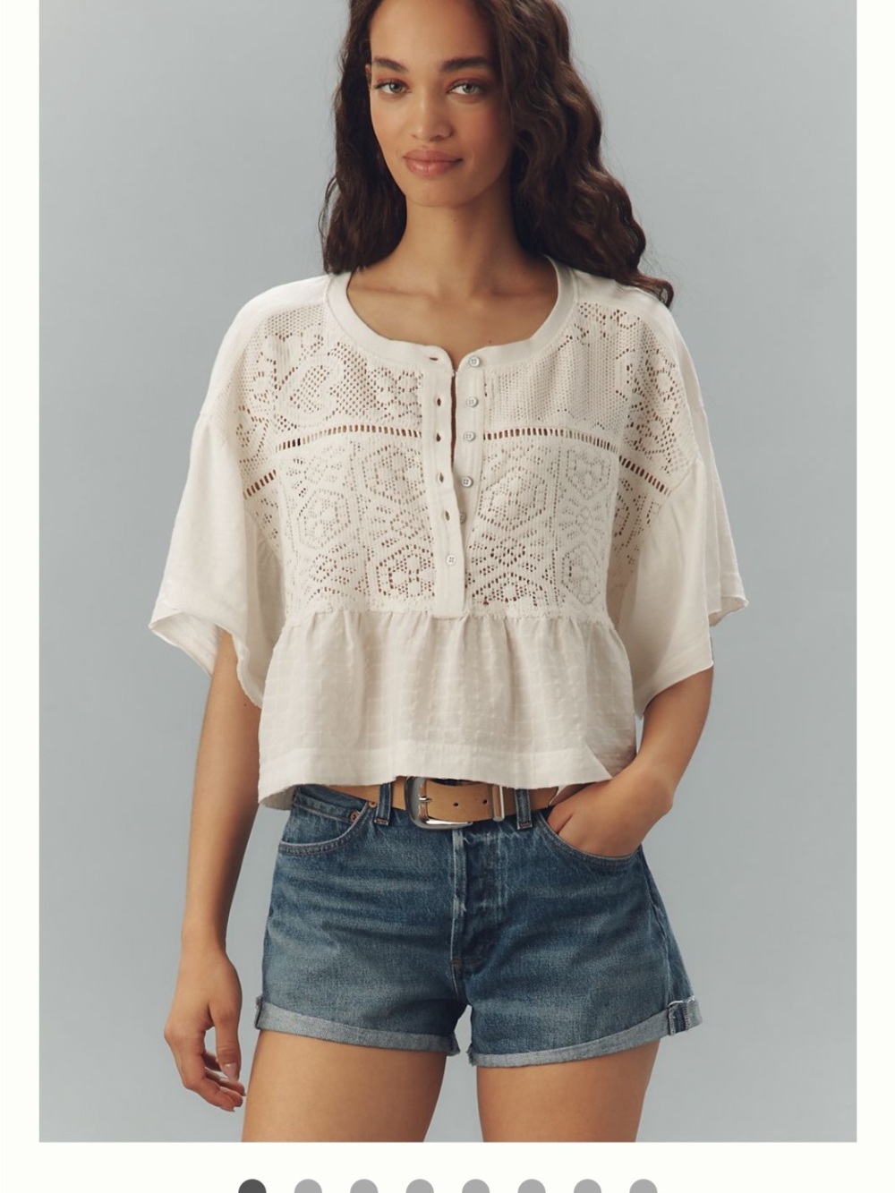 Pilcro Ivory Boxy Crochet Babydoll Blouse NWT Anthropologie